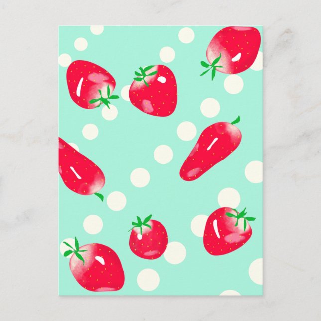 Carte postale aux fraises rouges juteuses (Menthe) (Devant)