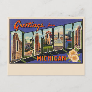 Carte postale aux grandes lettres de Detroit