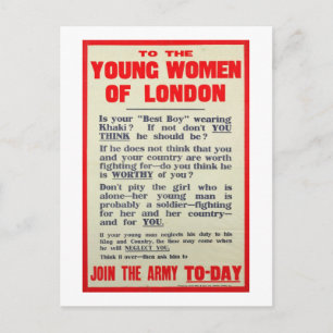 Carte Postale Aux Jeunes femmes de Londres, affiche de recruteme