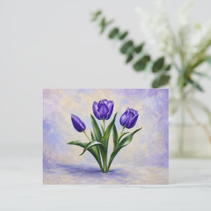 Carte postale aux tulipes violettes