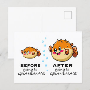 Carte Postale Avant et après être allé chez grand-mère drôle Nan
