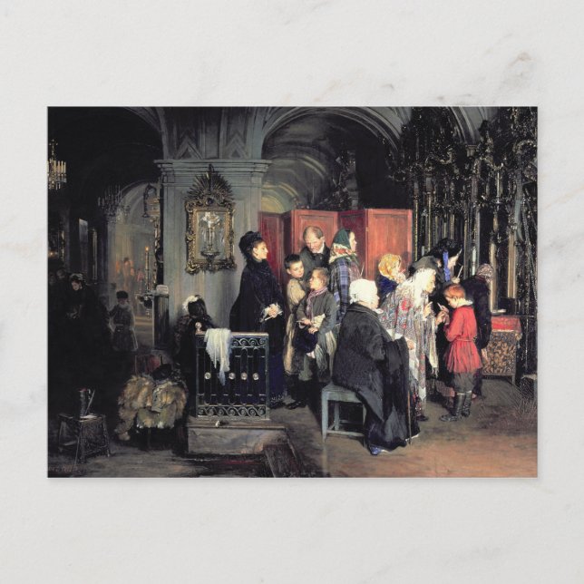 Carte Postale Avant la confession, 1877 (Devant)