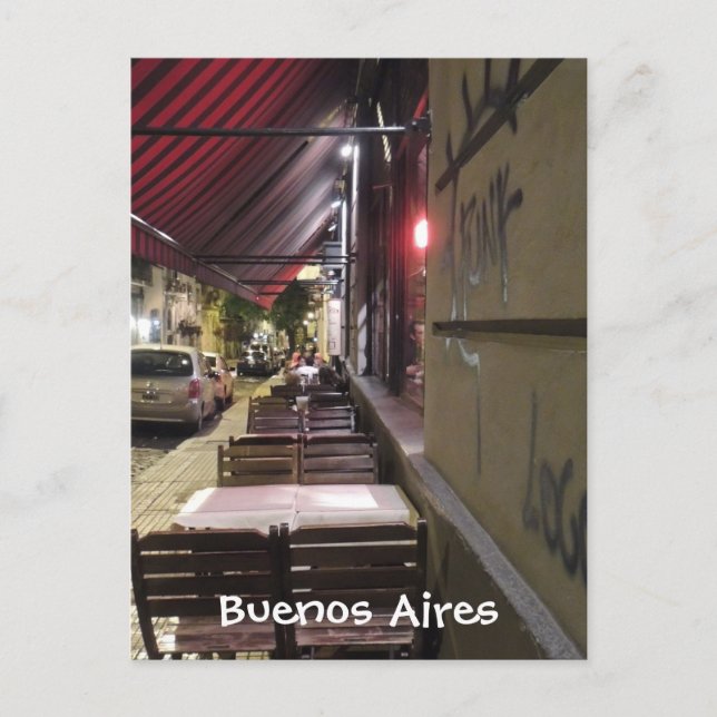 Carte Postale Avant le dîner Heure-Café sur le trottoir à Buenos (Devant)