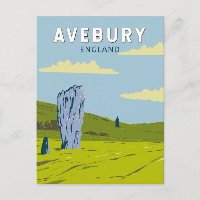 Carte Postale Avebury England Travel Art Vintage (Devant)