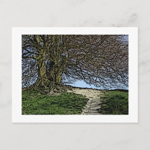 Carte Postale Avebury, Wiltshire, Angleterre. Arbre et chemin.