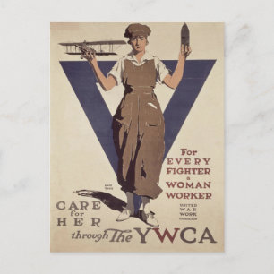 Carte postale avec affiche de propagande 2ÈME GUER