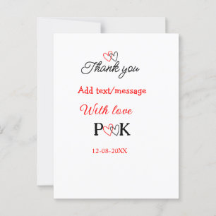 Carte Postale Avec amour ajouter lettre du nom du couple merci a