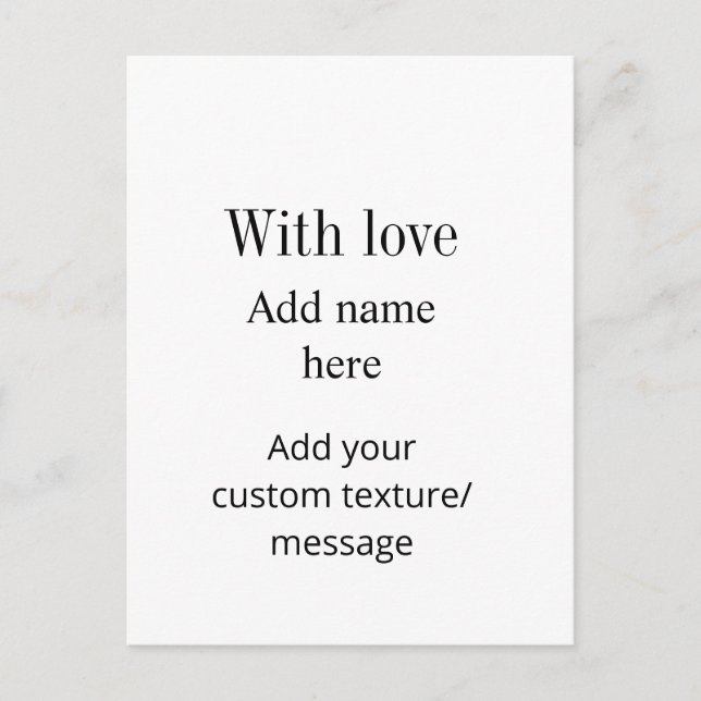Carte Postale Avec amour ajoutez le nom de la texture message pe (Devant)