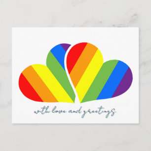 Carte Postale avec amour et cœurs arc-en-ciel