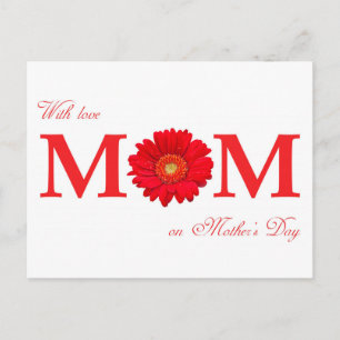 Carte Postale Avec Amour Maman en Fête des Mères Gerbera Daisy F