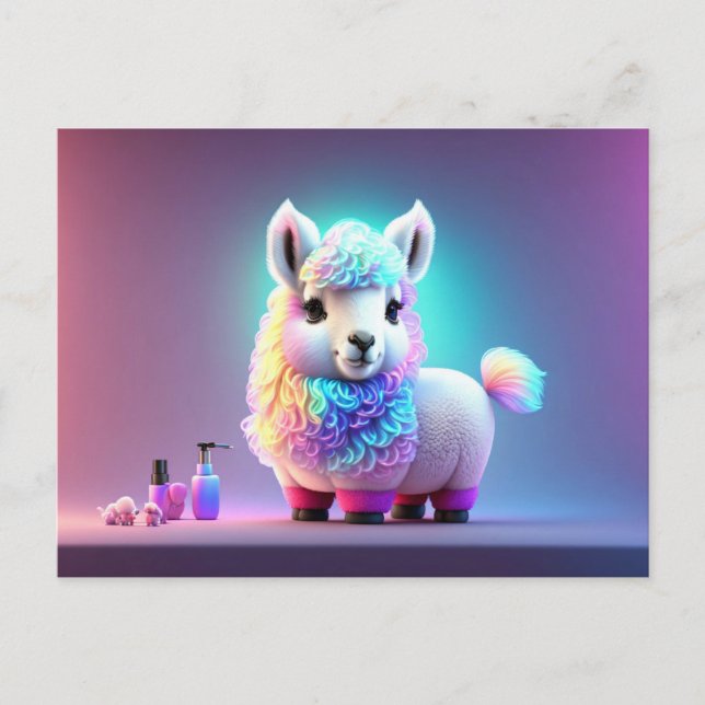 Carte postale avec Bébé, mignonette, lama de dessi (Devant)