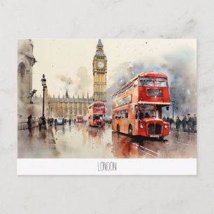 Carte postale avec Big Ben et bus rouge à Londres