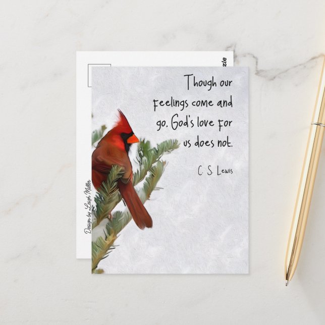 Carte postale avec citation de C.S. Lewis (Devant/Arrière en situation)