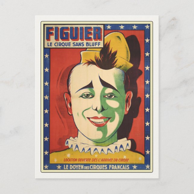 Carte postale avec clown de cirque Vintage (Devant)