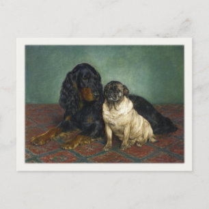 Carte Postale Avec De Mignons Chiens Peints