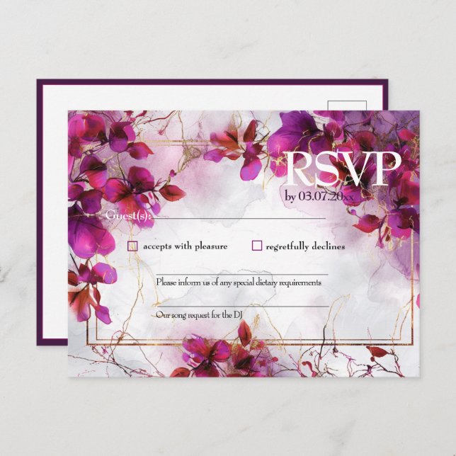 Carte Postale Avec demande de chanson Fuchsia Enchantement : Aqu (Devant / Derrière)