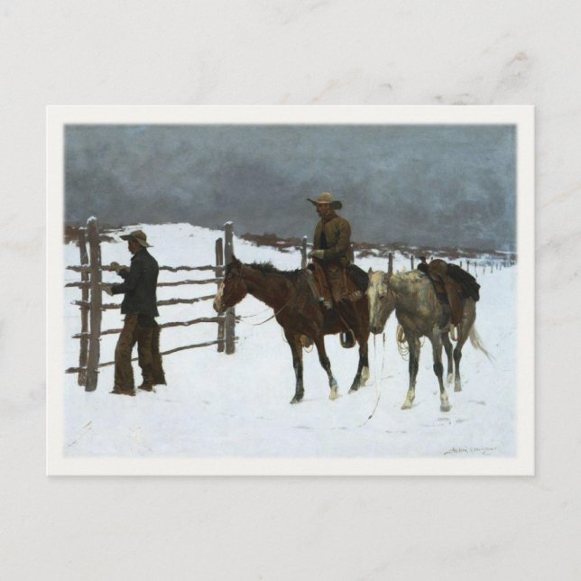 Carte Postale Avec Des Cowboys Dans La Neige (Devant)