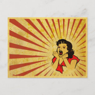 Carte postale avec Dessin de fille Vintage de robe