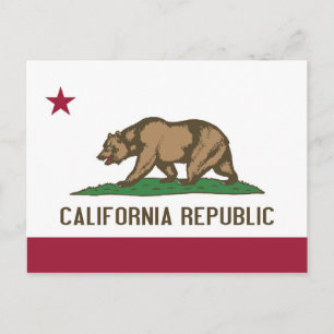 Carte postale avec Drapeau de Californie - USA