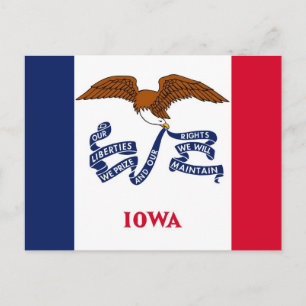 Carte postale avec Drapeau de l'Etat de l'Iowa - U