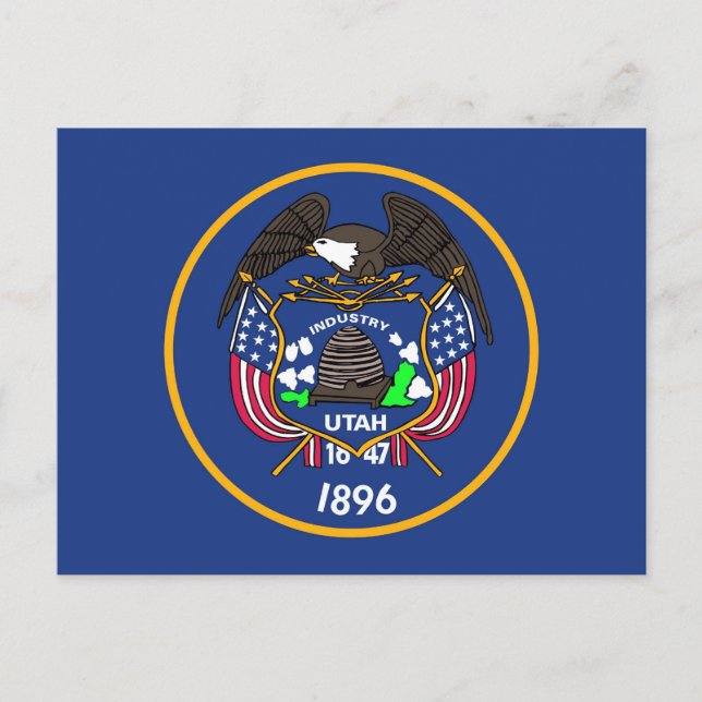 Carte postale avec Drapeau de l'Etat de l'Utah - U (Devant)