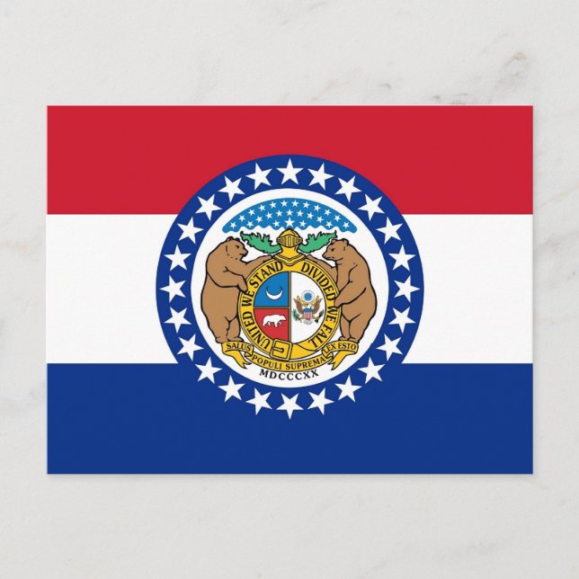 Carte postale avec drapeau de l'État du Missouri - (Devant)