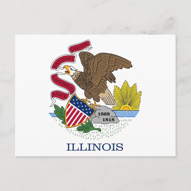 Carte postale avec Drapeau de l'Illinois State - U (Devant)