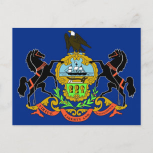 Carte postale avec Drapeau de Pennsylvanie Etat -
