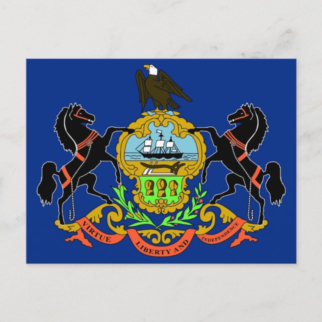 Carte postale avec Drapeau de Pennsylvanie Etat -  (Devant)