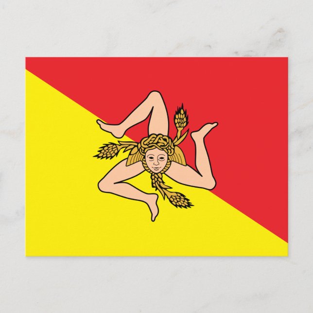 Carte postale avec Drapeau de Sicile, Italie (Devant)