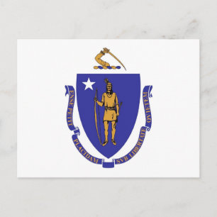Carte postale avec Drapeau du Massachusetts Etat -