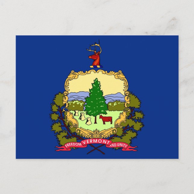 Carte postale avec Drapeau du Vermont State - USA (Devant)