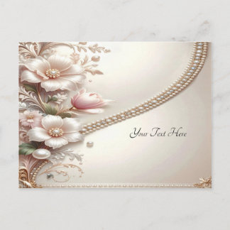 Carte postale avec embellissements floraux et perl