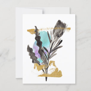 Carte postale avec fleur Protea et élément or