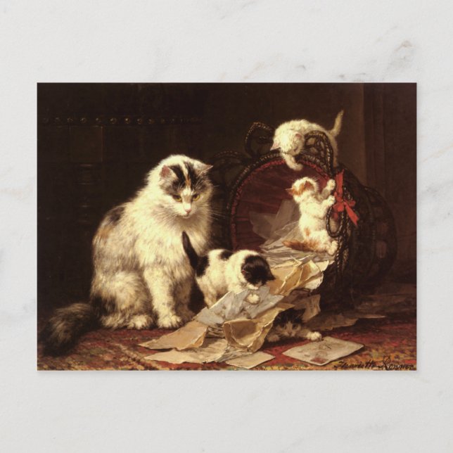 Carte Postale Avec Henriette Ronner-Knip Peinture (Devant)
