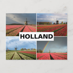 Carte postale avec Holland dans collage de moulin