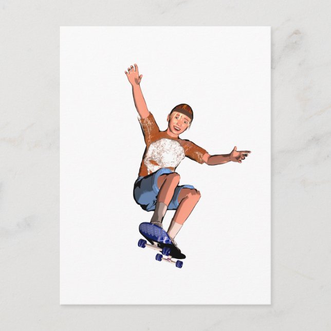 carte postale avec illustration de patinage (Devant)