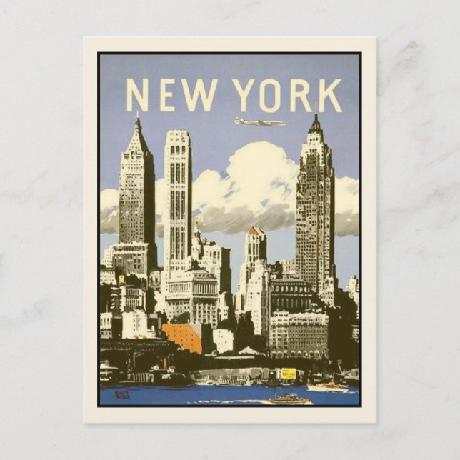 Carte postale avec impression vintage cool de New  (Devant)