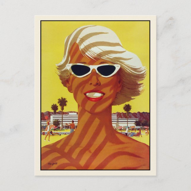 Carte postale avec imprimé Vintage de la plage (Devant)