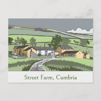 Carte postale avec la scène d'une ferme Cumbrian