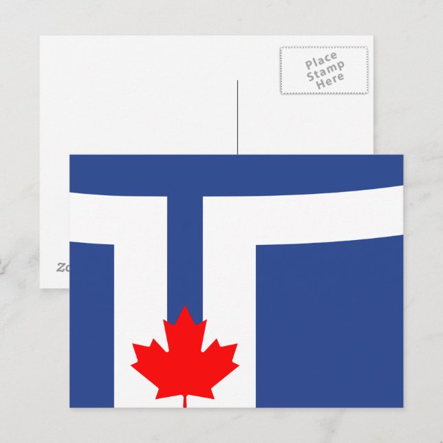 Carte postale avec le drapeau de Toronto, Canada (Devant / Derrière)