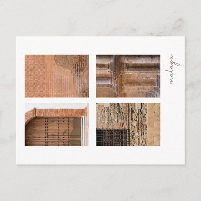 Carte postale avec les sites de Malaga en Espagne (Devant)