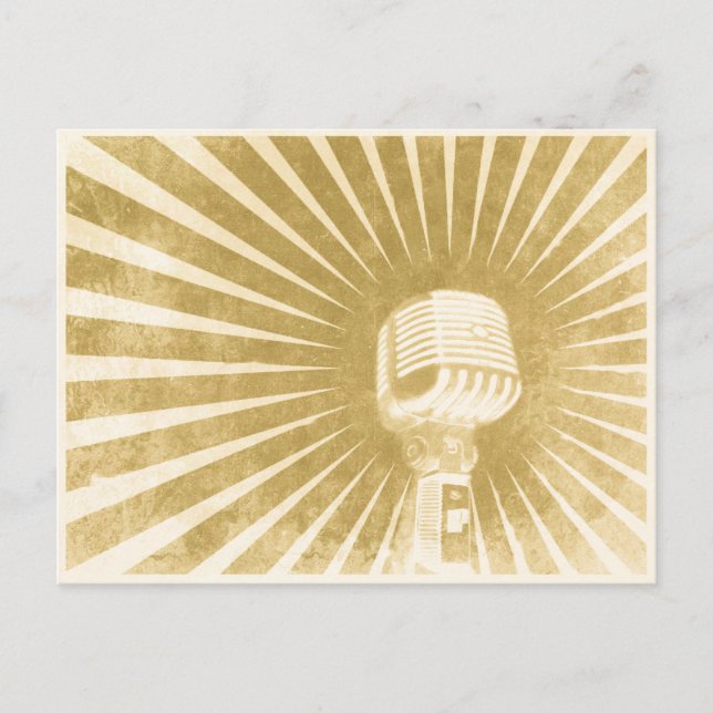 Carte postale avec microphone vintage cool (Devant)