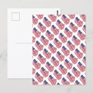 Carte postale avec motif de drapeau rouge blanc bl
