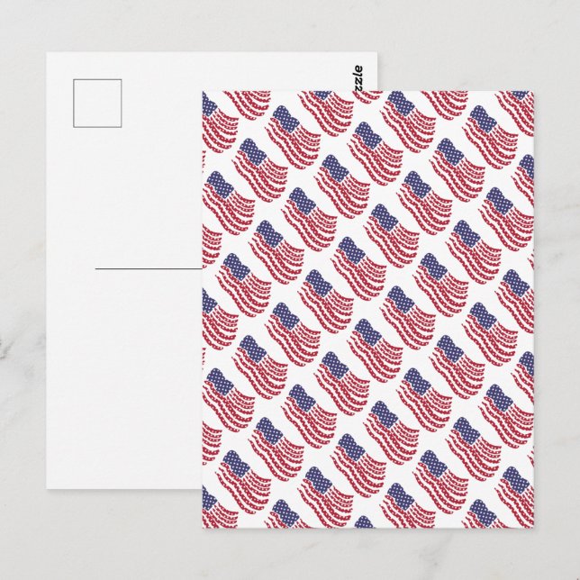 Carte postale avec motif de drapeau rouge blanc bl (Devant / Derrière)