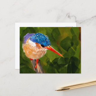 Carte postale avec oiseau glacé à la main