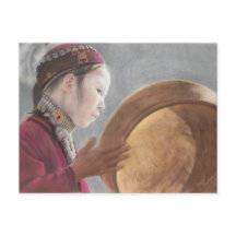 Carte postale avec pastel de la fille afghane