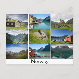 Carte postale avec paysages et texte : 'Norvège'