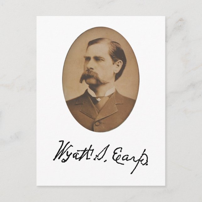Carte postale avec portrait et signature de Wyatt  (Devant)