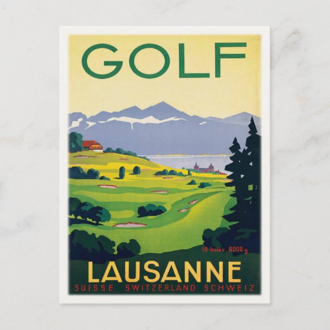 Carte Postale Avec Poster De Golf Vintage Imprimer (Devant)